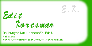edit korcsmar business card